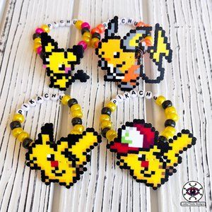 Pikachu Raichu Pichu Pokémon Perler Bracelets